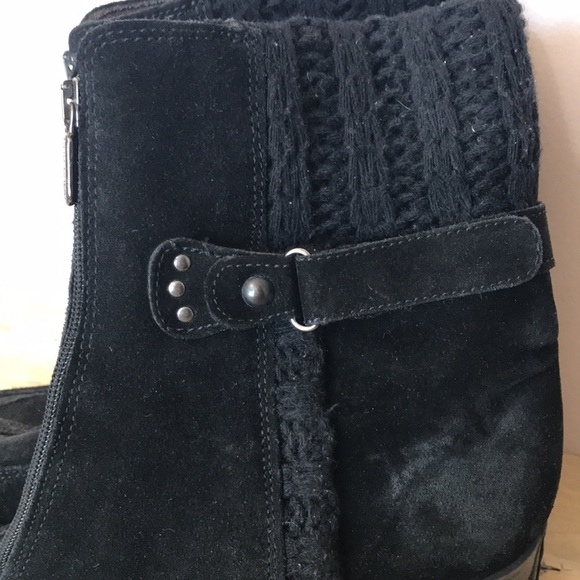 Aquatalia black leather front zip wedge boots booties size 10 - Picture 2 of 12